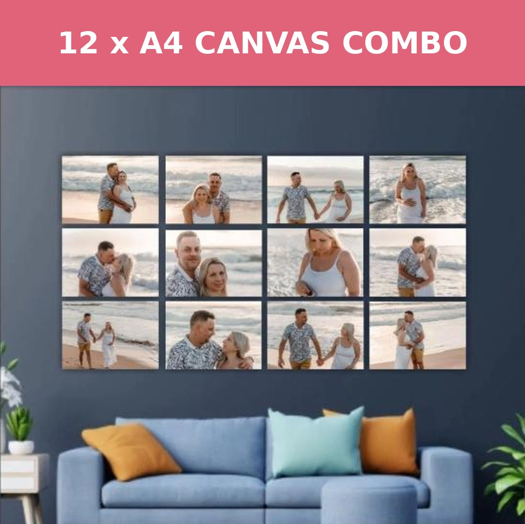 12 x A4 canvas combo photo print set, Grace Design Studio