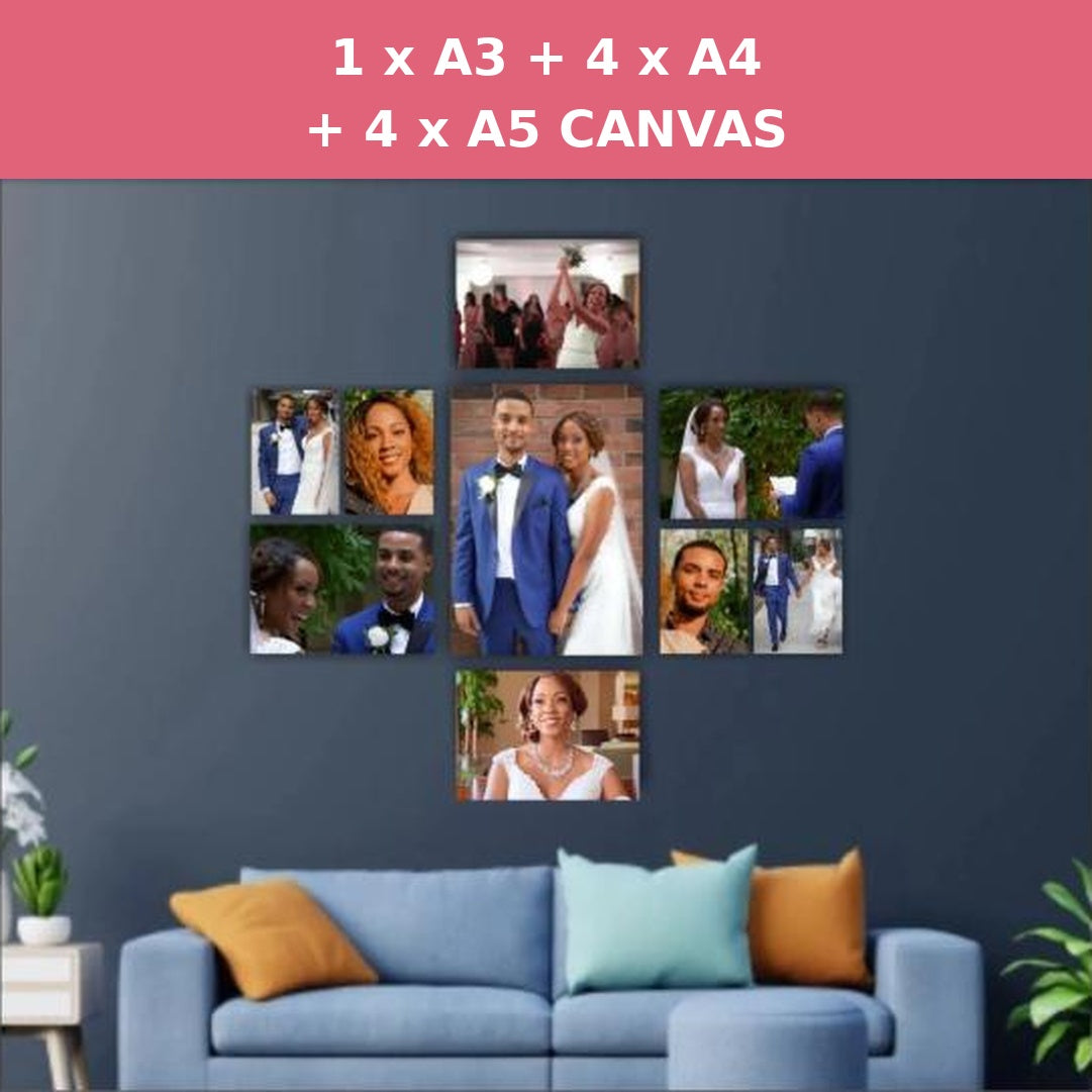 9 piece canvas combo photo print set, Grace Design Studio