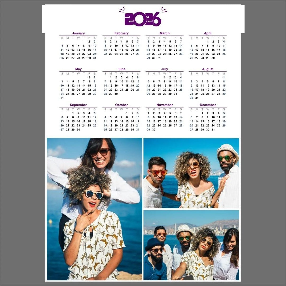 A4 calendar fridge magnet with custom photos, Grace Design Studio